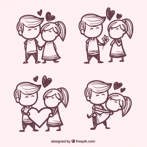 626x626 Hand Drawn Couple In Love Pack Vector Free Download