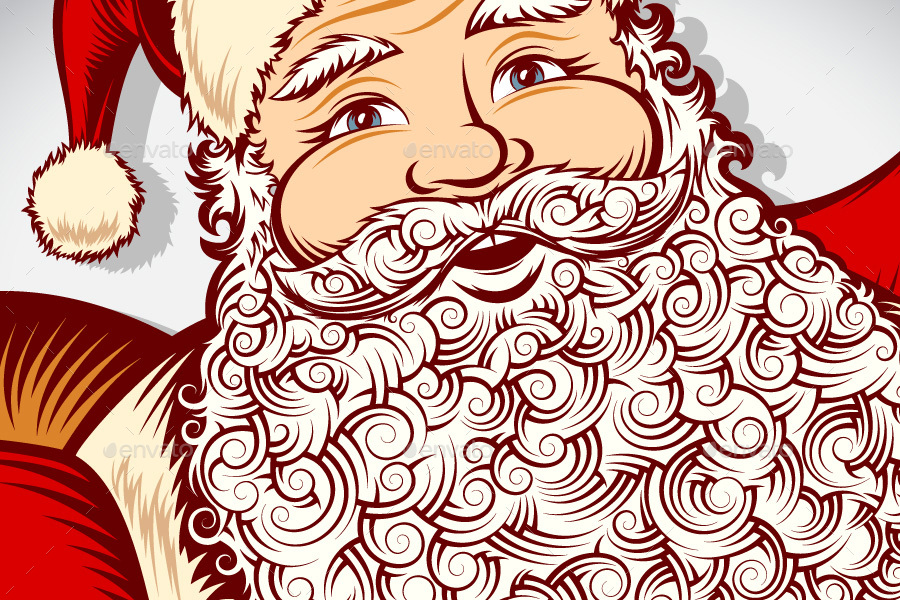 900x600 Santa Claus Cartoon Character Vintage Ink Drawing Pop Art Color By