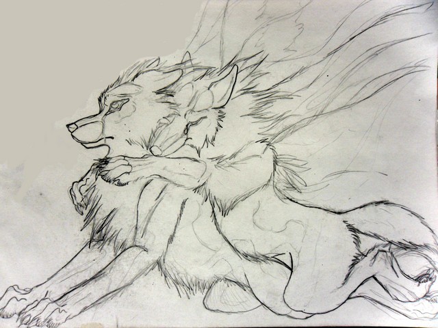 640x480 Another Drawing Of Some Wolves. By Aradianight
