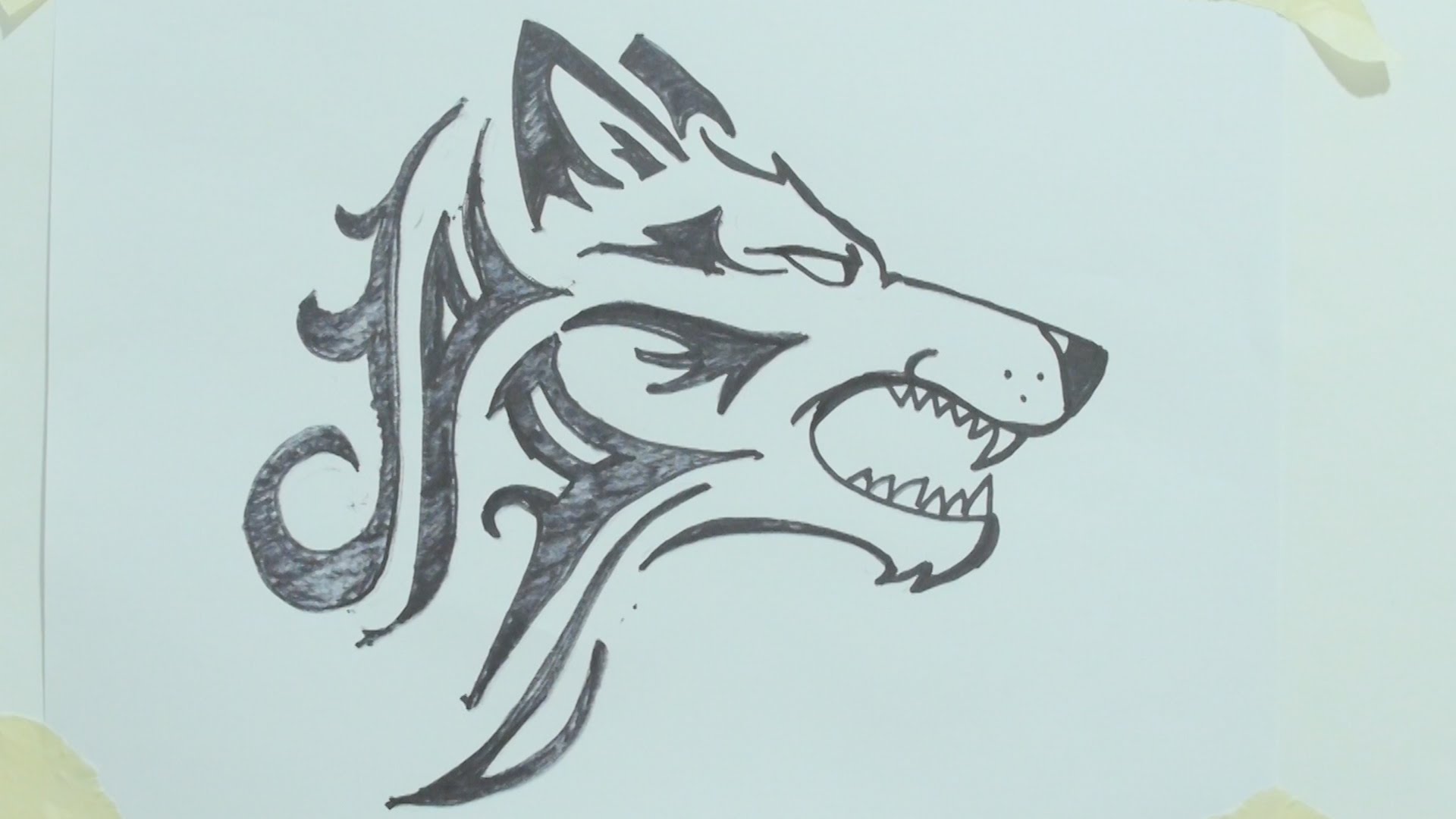 1920x1080 How To Draw A Tribal Wolf Head Tattoo