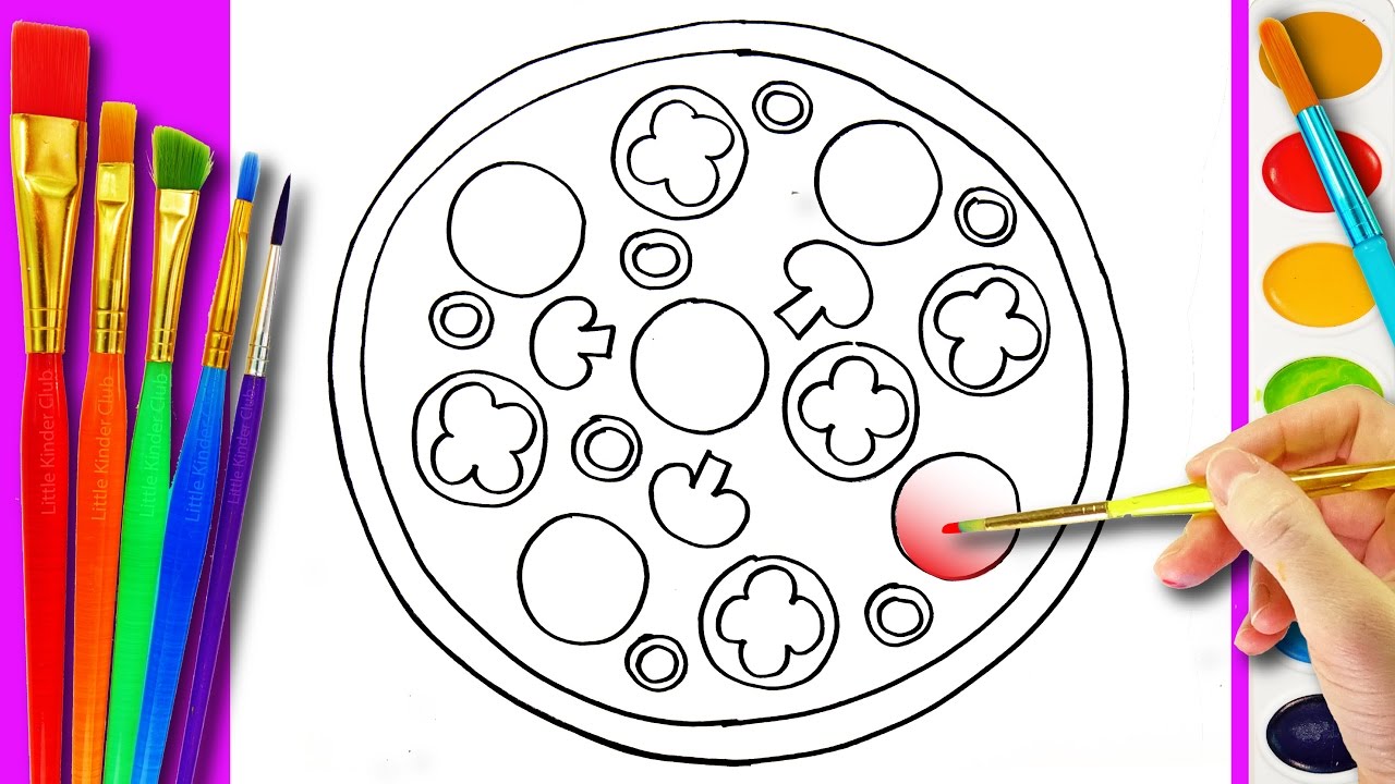 1280x720 How Draw Color Paint Pizza, Coloring Page Drawing For Children