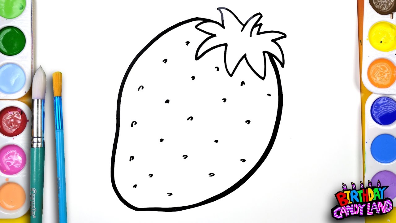 1280x720 Draw Color And Paint Strawberry Fruit Coloring Page Kids To Learn
