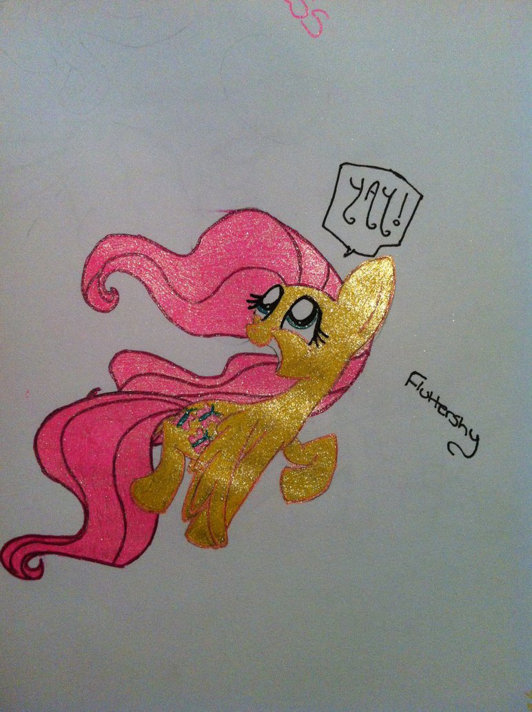 772x1034 Fluttershy Drawing Using Gel Pens To Color Her In By