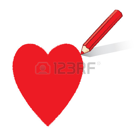 450x450 Illustration Of Red Pencil Drawing Outline Of Ace Of Hearts Icon