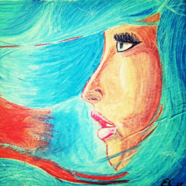 600x600 Oil Pastel Drawing Of Girl By Cookieem