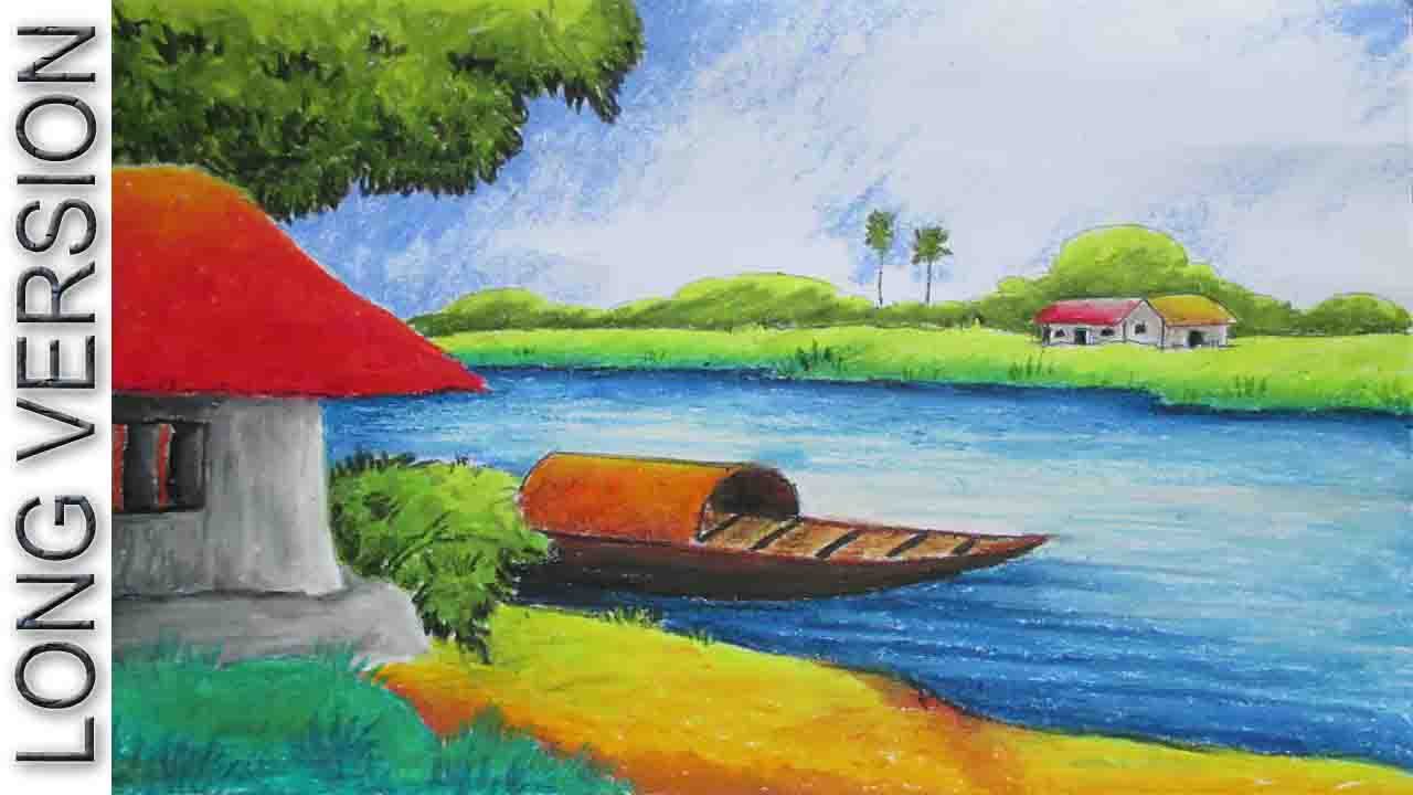 1280x720 Pastel Painting Oil Pastel Landscape Drawing Tutorial [Long