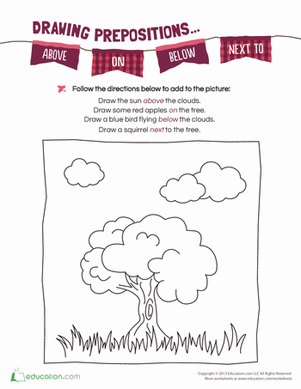 301x389 Drawing Prepositions Worksheet