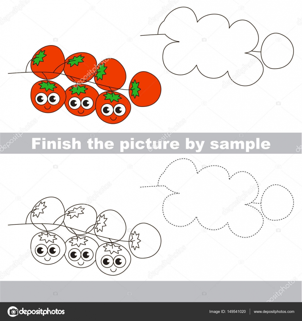 963x1024 Kid Drawing Worksheet To Complete Picture By Sample. Stock