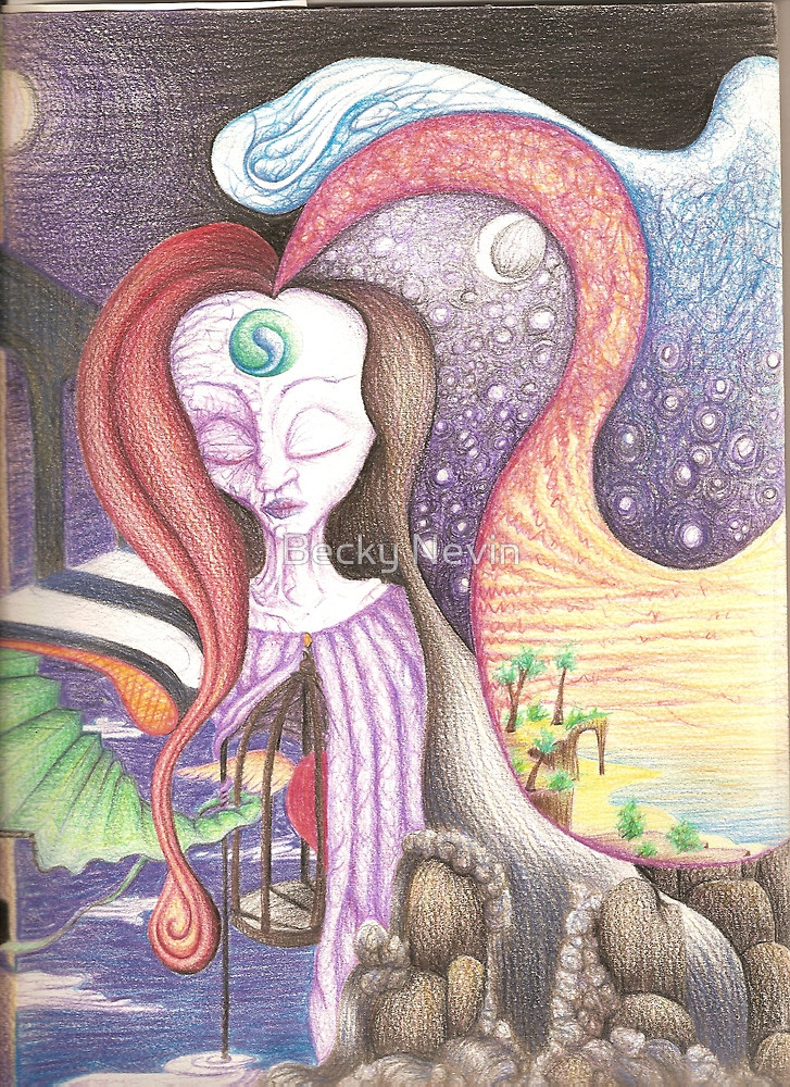 727x1000 Swimming Dreaming, Drawing, 2003 By Becky Nevin Redbubble