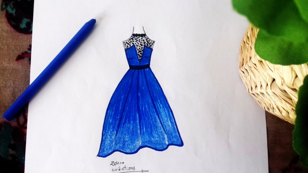 1280x720 Blue Dress Drawing