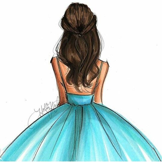 540x540 Cute Brunette In Blue Dress Drawing Artsyfartsy