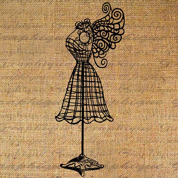 570x570 Vintage Dress Form Drawing
