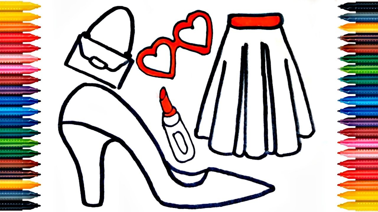 1280x720 Shoes, Bag, Glasses And Dress Drawing Accessories For Girls How