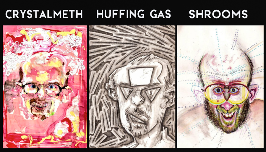 900x514 This Artist Drew Self Portraits On 50 Different Drugs (Photos)