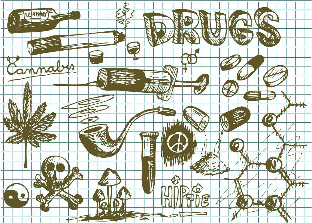 1023x731 Hand Drawn Drugs Symbols Stock Vector Jonnysek
