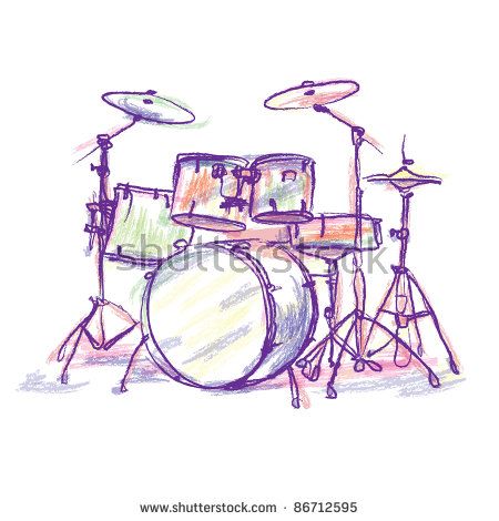 450x470 Colorful Drum Drawing Bateria Drum Drawing, Drums