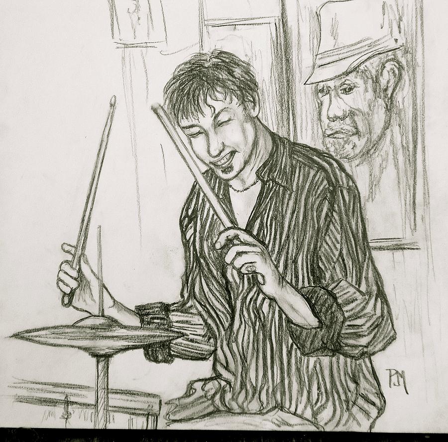 900x889 Modern Drummer Drawing By Pete Maier