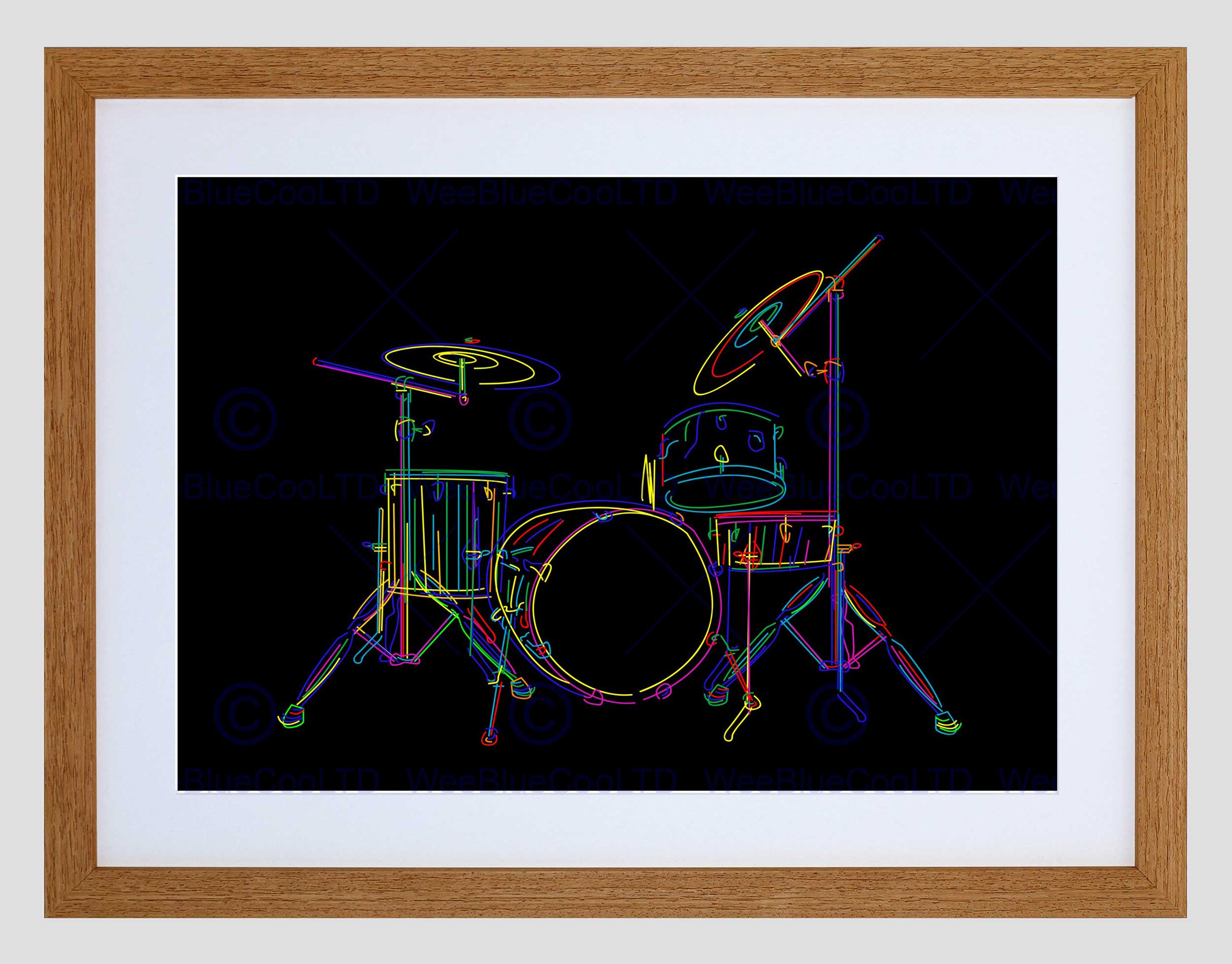 2500x1956 Multcoloured Drum Set Drums Drawing Stick Black Framed Art Print