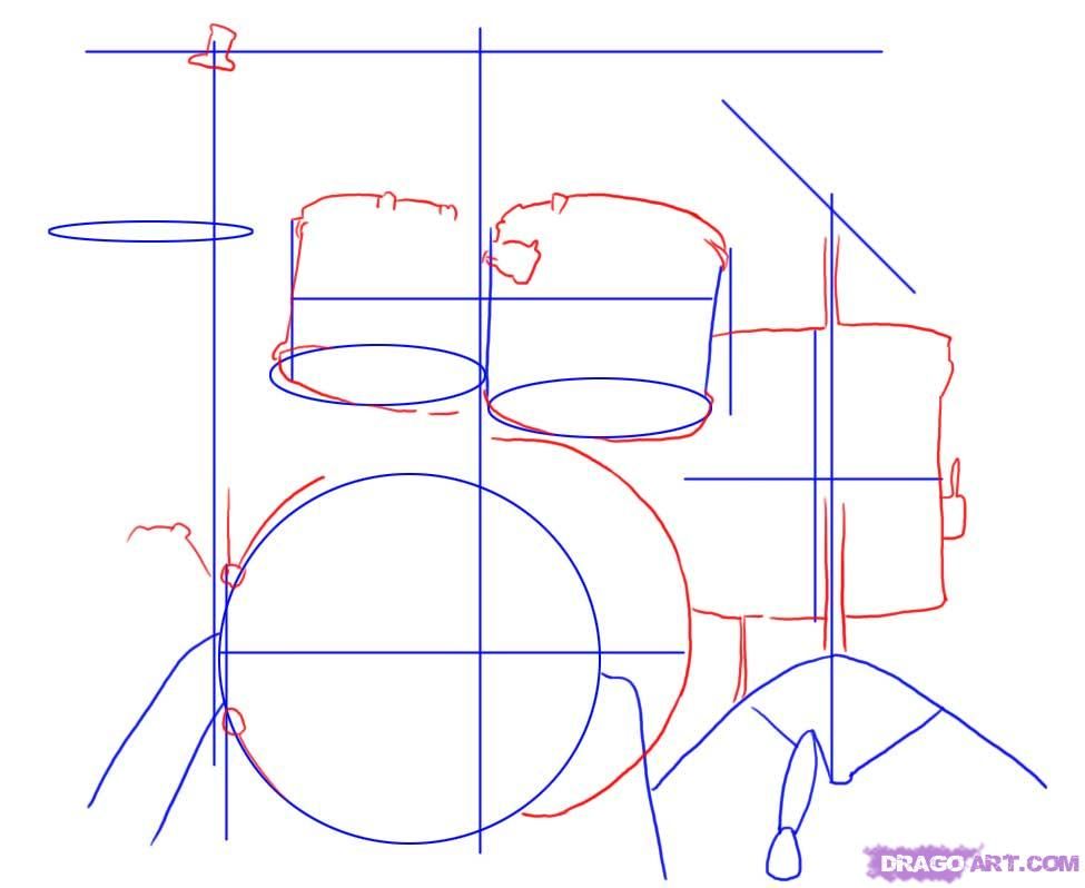 975x798 How To Draw A Drum Set, Drums Step 2 Drums Drum