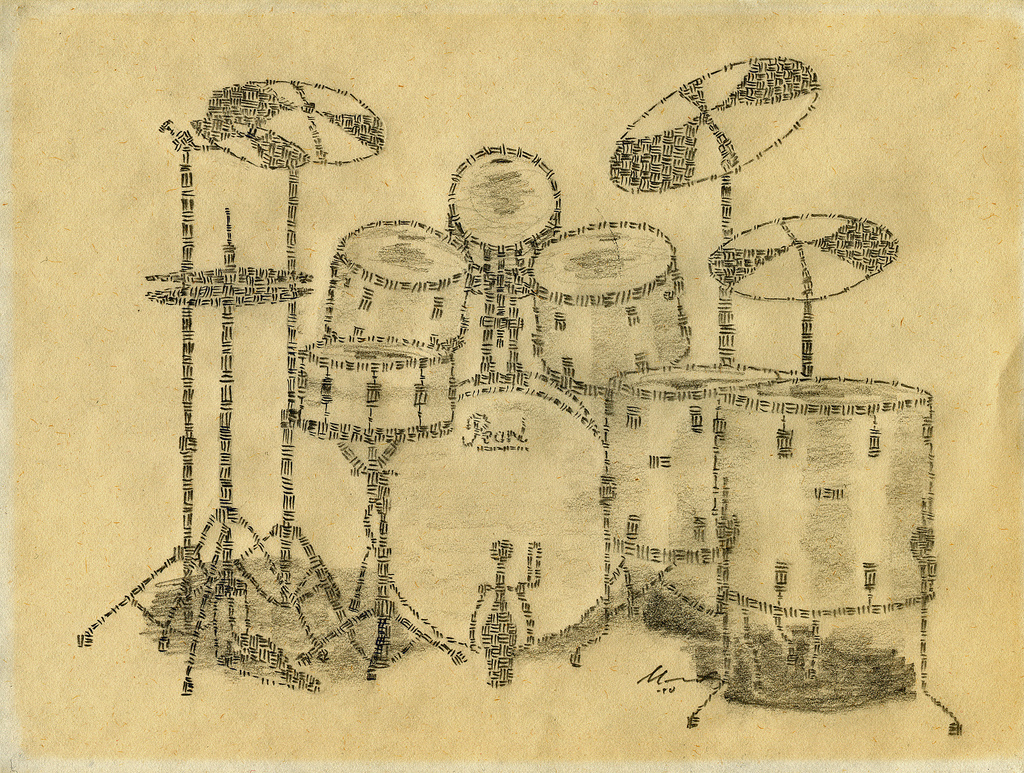 1024x773 Pearl Drum Set Drawing I Drew This Graphic In 1980. It