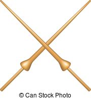 180x195 Two Crossed Wooden Drumsticks In White Design On White Clipart