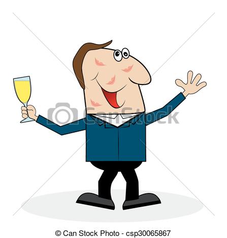 447x470 Drunk Man With A Glass Of Wine ,vector Illustration Clip Art