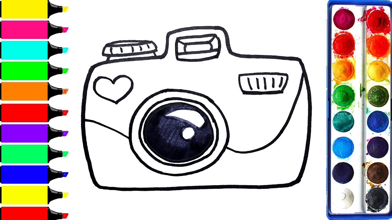 1280x720 Digital Camera Coloring Pages Drawing Dslr Art Colors For Kids