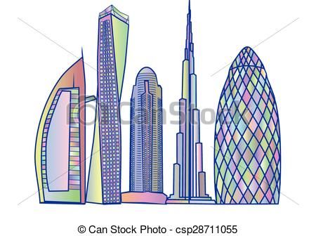 450x336 Clipart Vector Of Dubai Skyline. Abstract Building Isolated