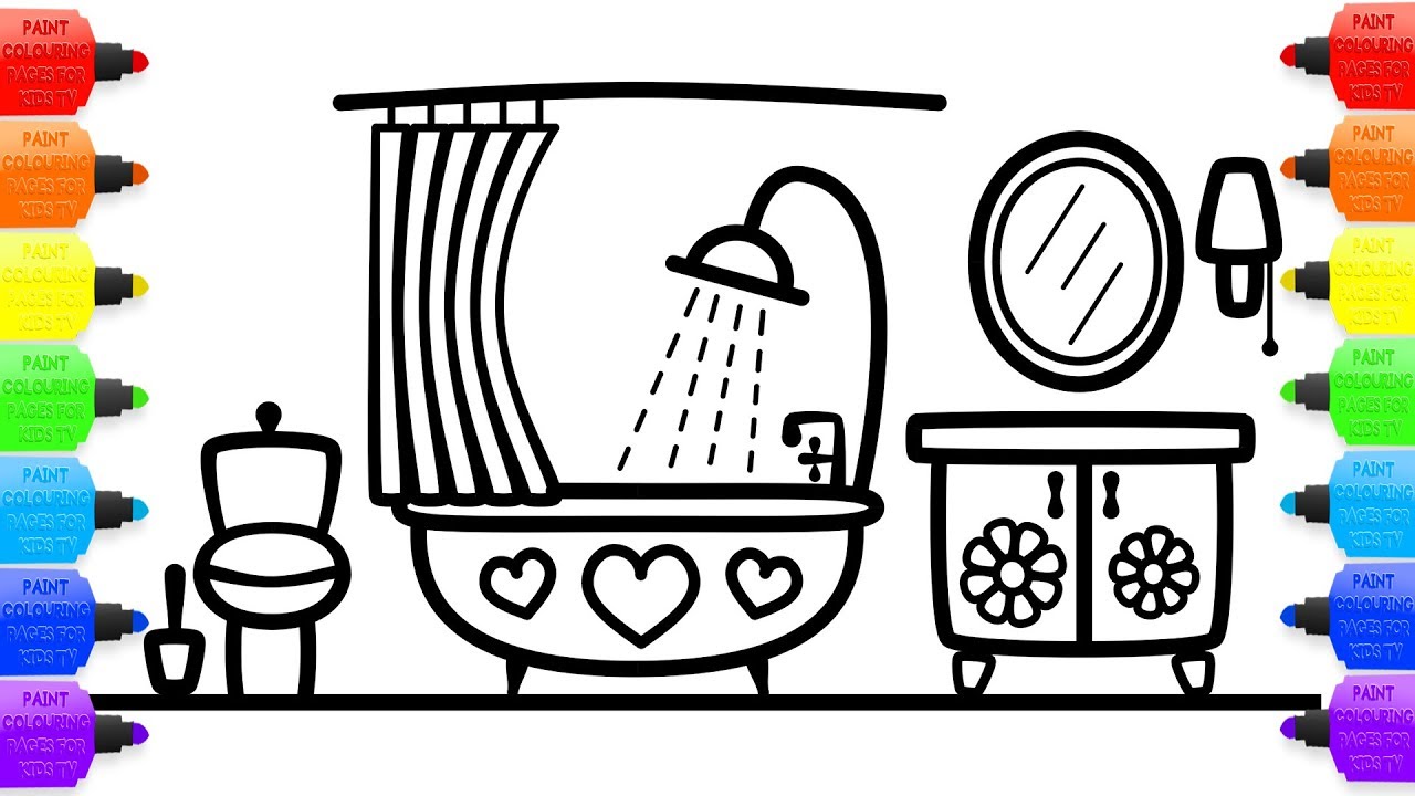 1280x720 Bathroom With Ducklings Coloring And Drawing For Children