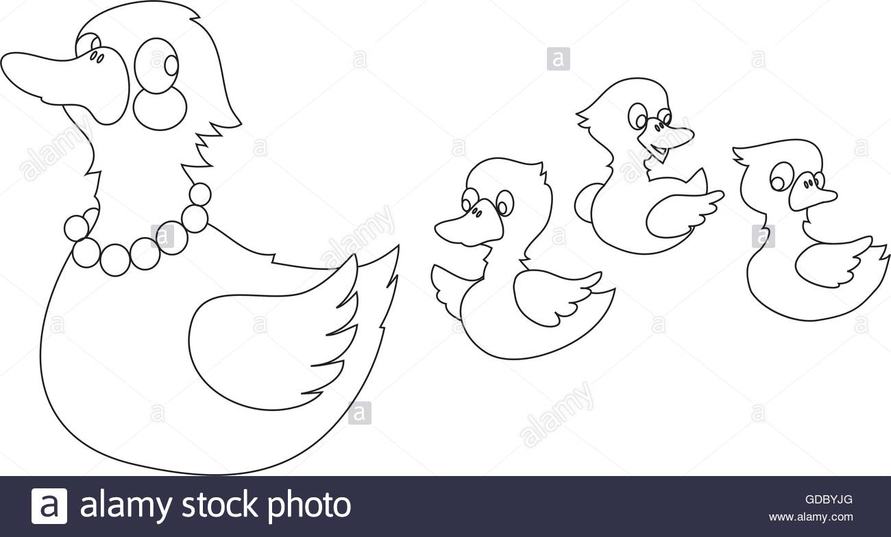 1300x784 Mother Duck With Three Baby Ducks Stock Vector Art Amp Illustration