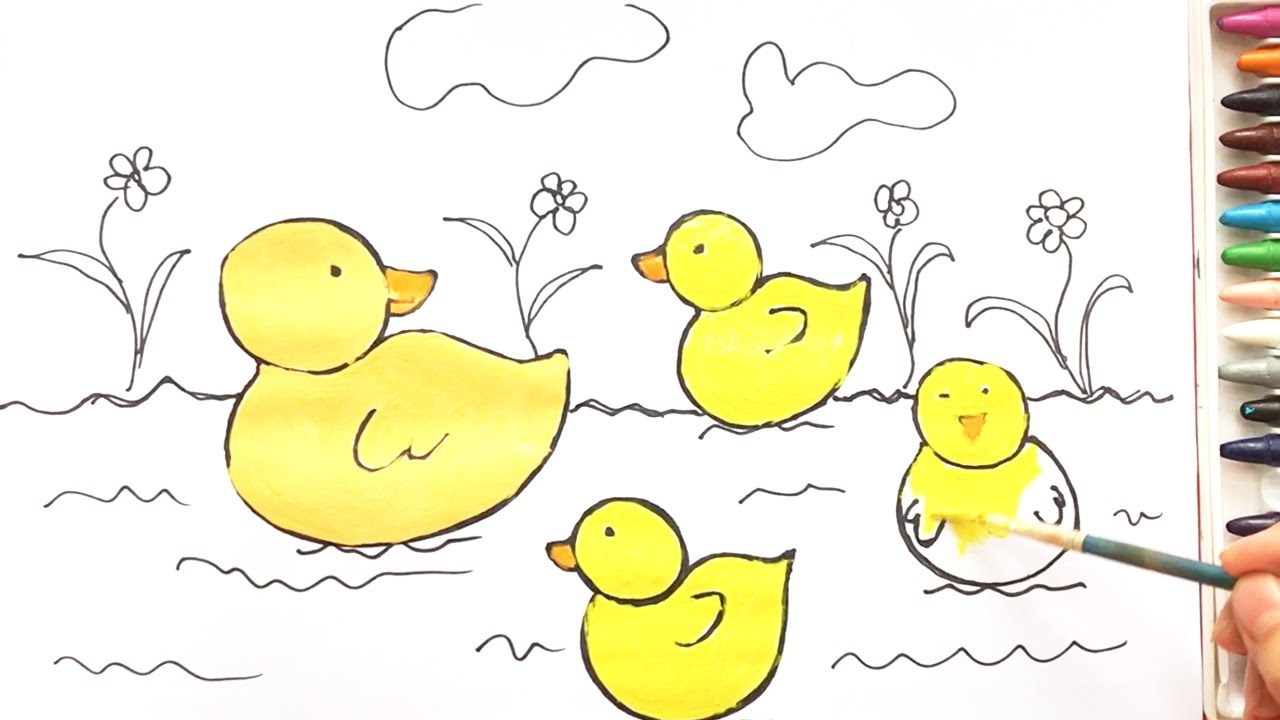 1280x720 How To Drawing Ducks Floating On Water, Coloring Page Stars