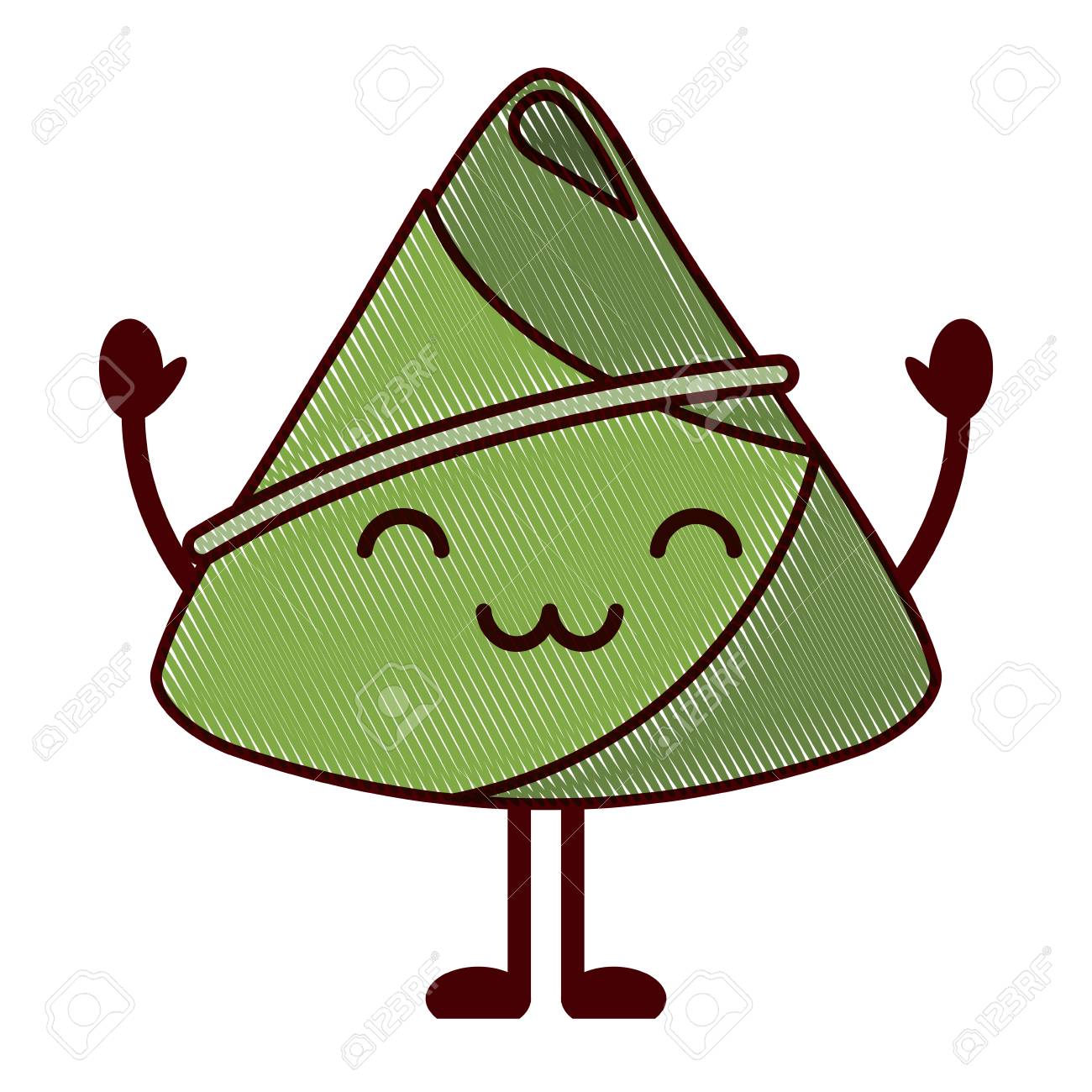 1300x1300 Kawaii Happy Rice Dumpling Cartoon Vector Illustration Drawing