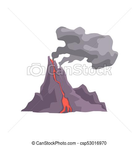 450x470 Volcano Eruption With Hot Lava, Magma And Dust Cloud Vector