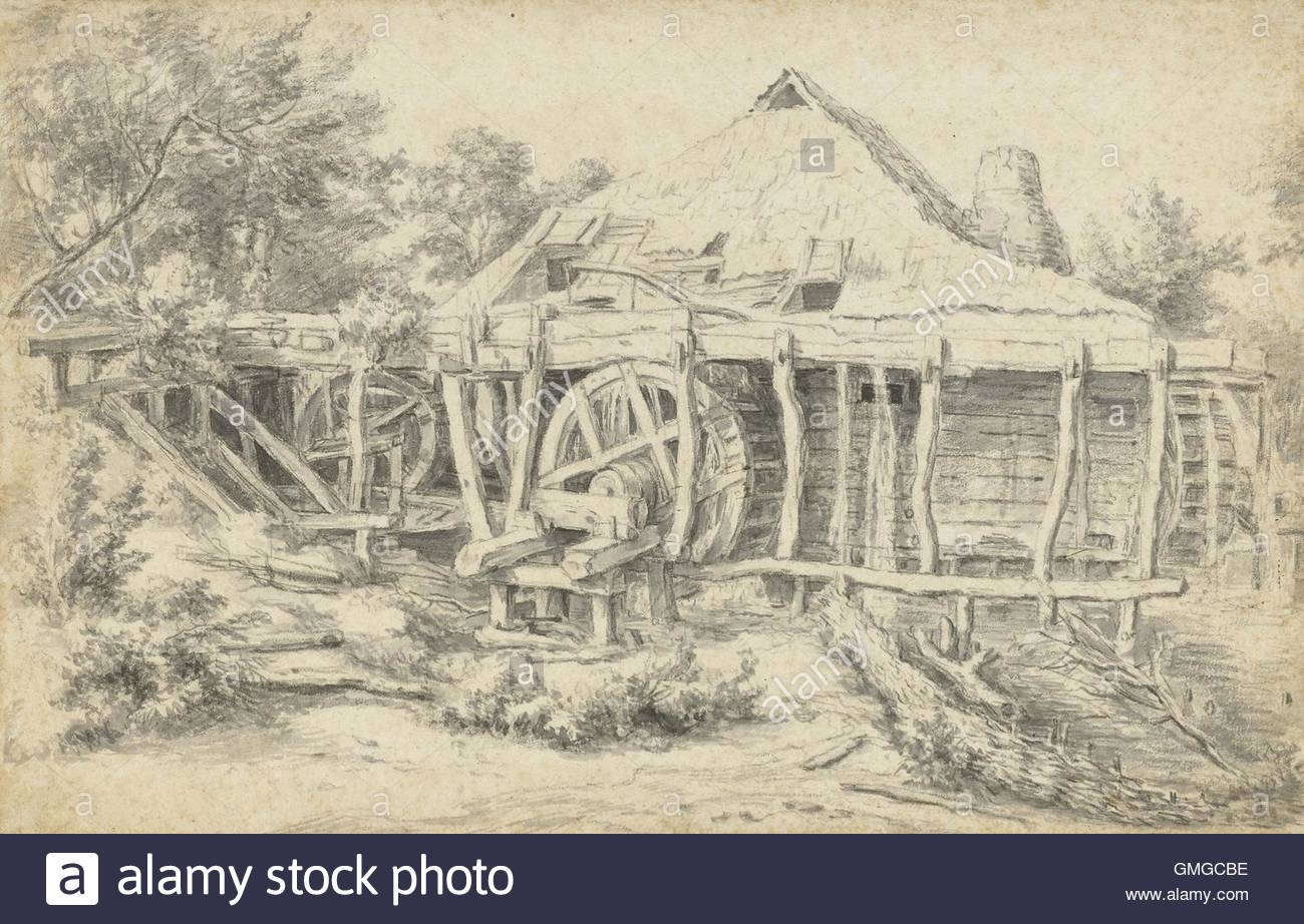 1300x922 Watermill, By Jacob Van Ruisdael, 1657 59, Dutch Drawing, Chalk