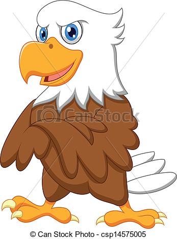 347x470 Vector Illustration Of Cute Eagle Cartoon Posing Vector Clipart