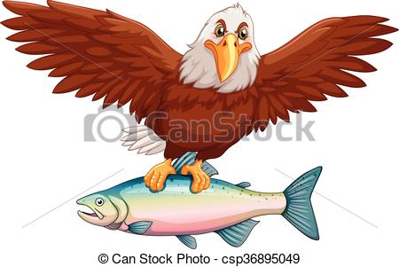 450x301 Eagle Flying With Fish In Claws Illustration Eps Vector
