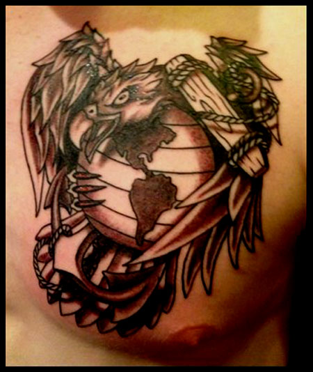 450x534 Eagle Globe And Anchor Tattoo Cloud Tattoos Anchor