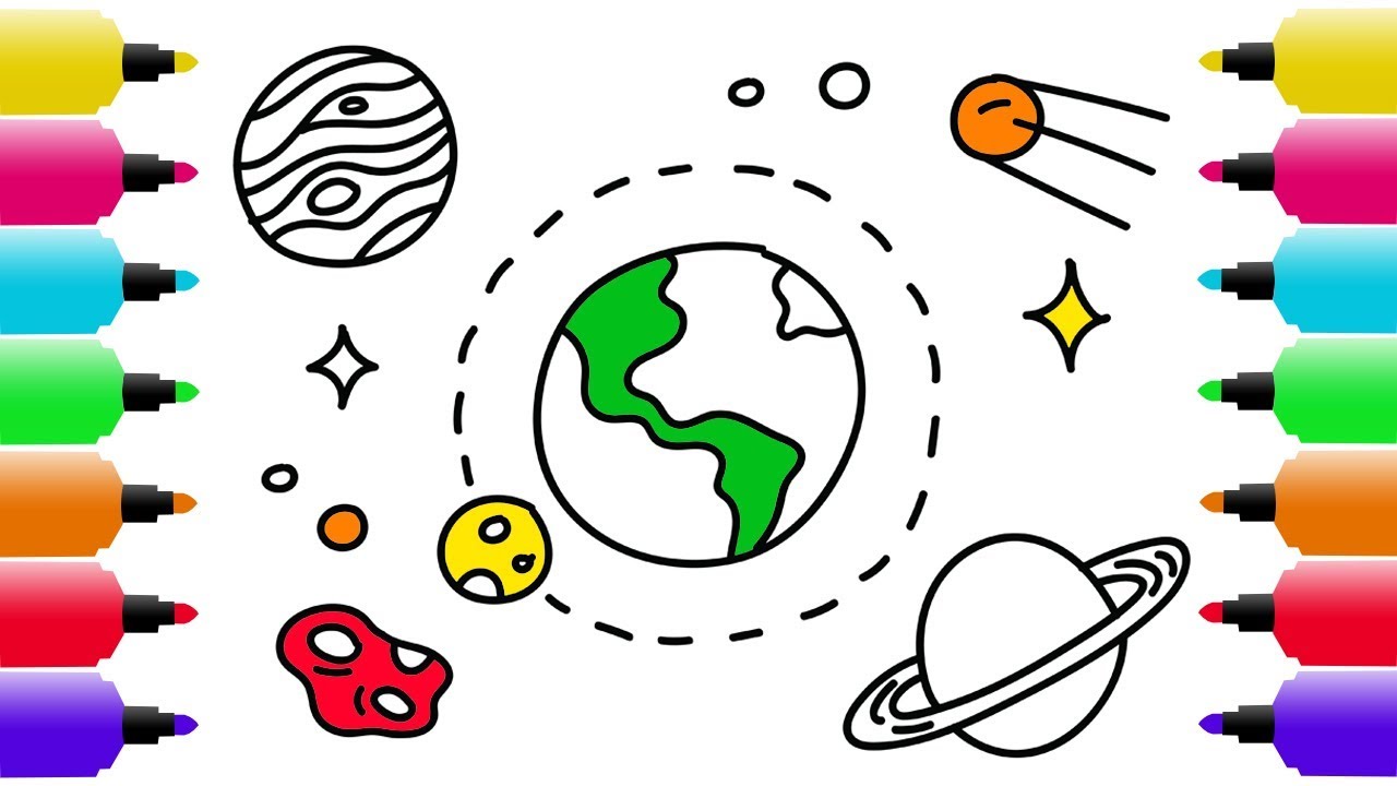 1280x720 How To Draw Earth And Stars Coloring Pages For Baby Art Colors