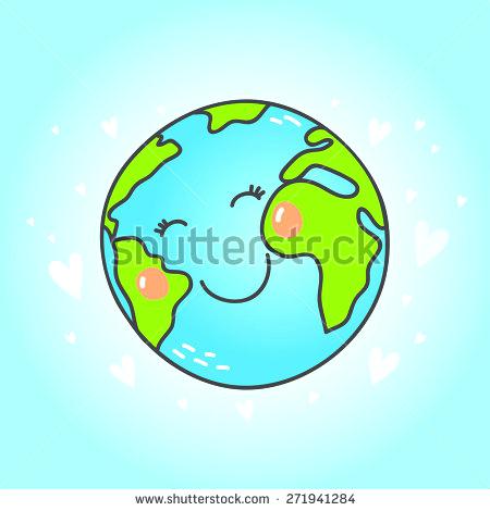 450x470 Cute Globe Postcard With Cute Cartoon Earth Globe Vector