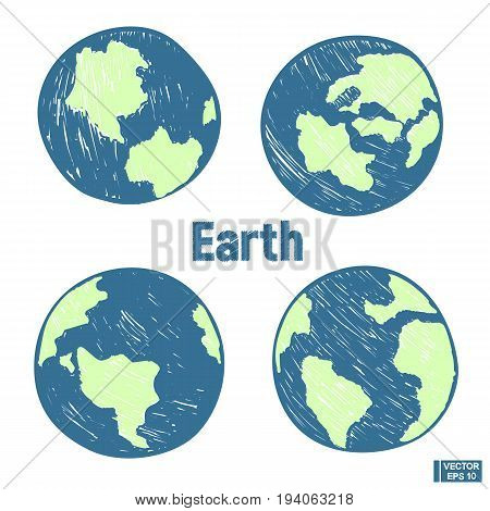 450x470 Planet Earth Hand Draw Set Vector Amp Photo Bigstock