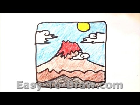 480x360 How To Draw Cartoon Mountain (Mount Fuji)