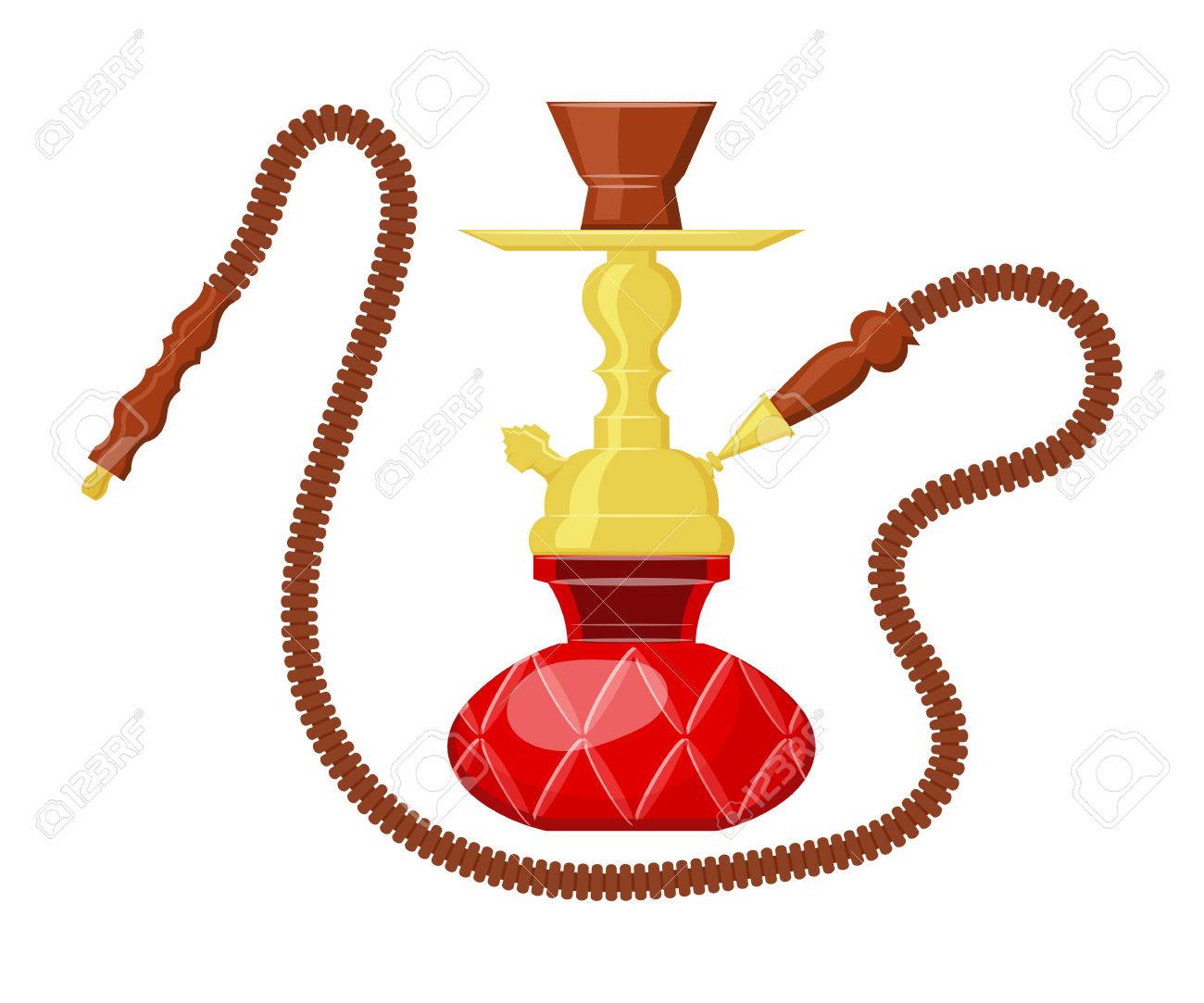 1300x1083 Vector Illustration Of Hookah On White Background. Cartoon Drawing