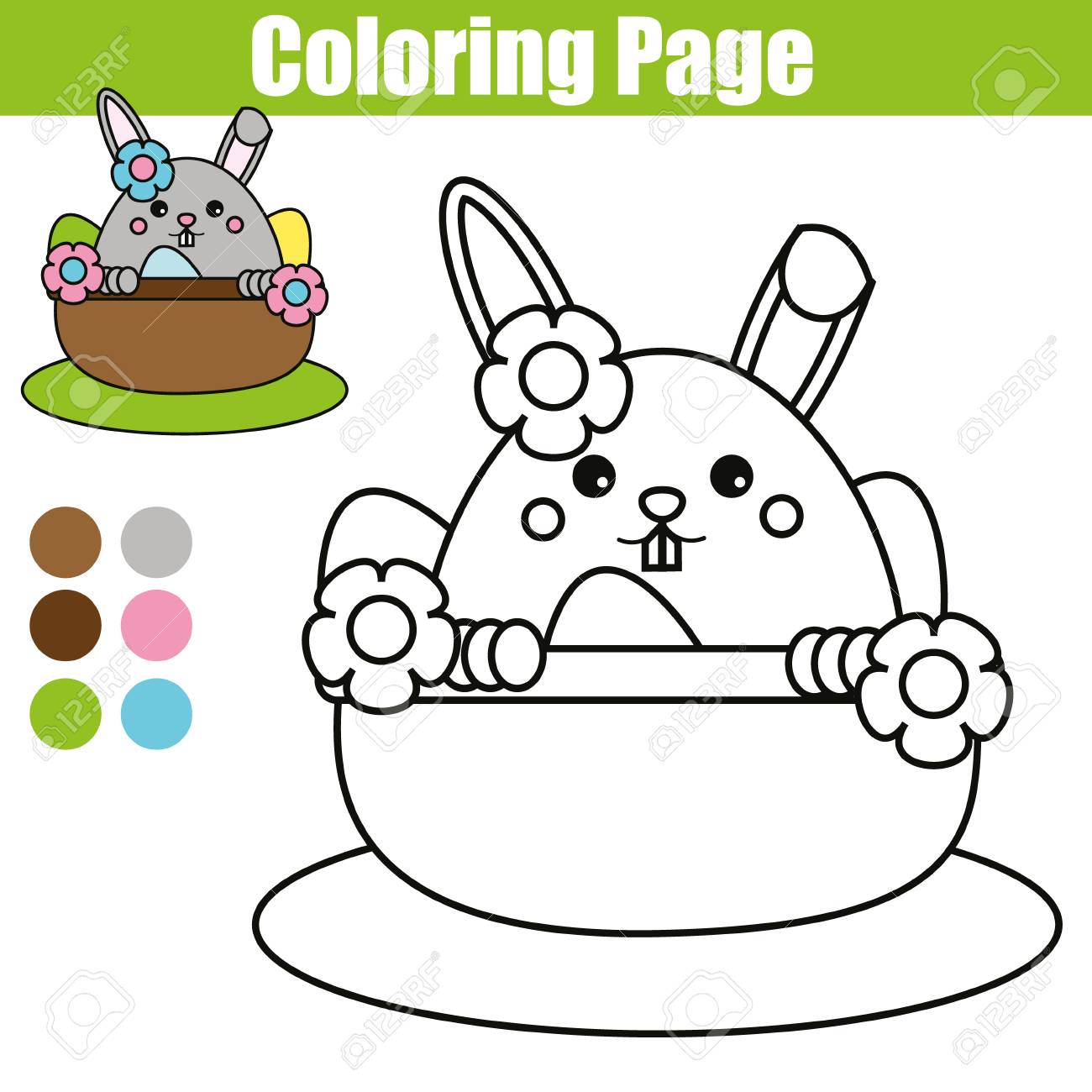 1300x1300 Coloring Page With Easter Bunny Character. Printable Worksheet
