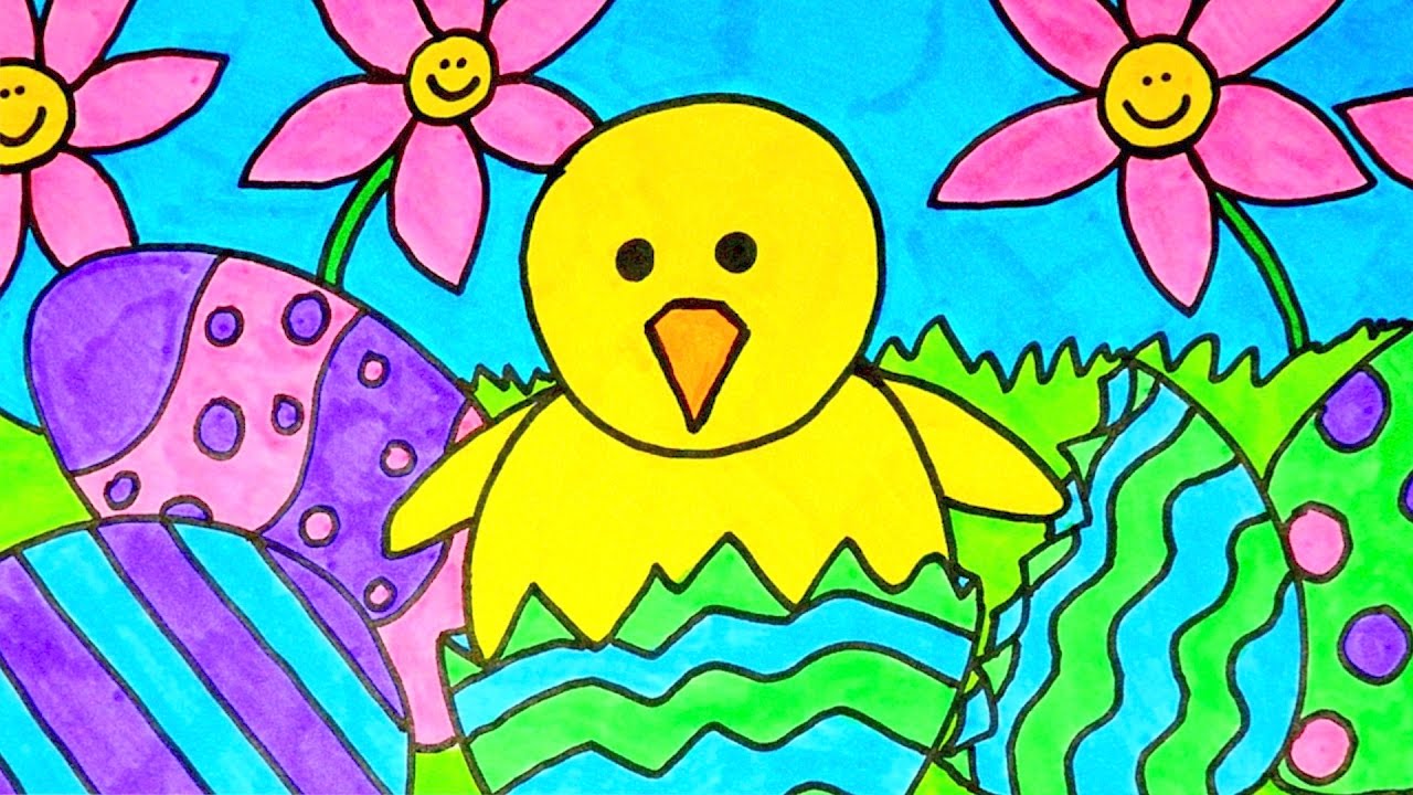1280x720 How To Draw Easter Scene ~ Easter Videos For Kids
