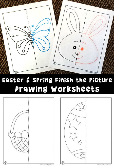 462x682 Easter And Spring Finish The Picture Drawing Worksheets