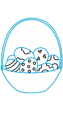 215x382 How To Draw Easter Egg Basket, Easy Step By Step Drawing Tutorial