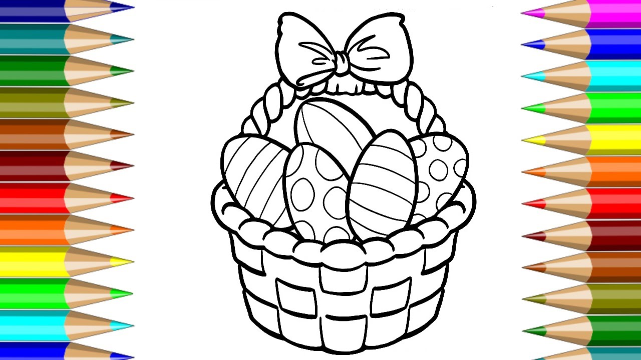 1280x720 How To Draw Easter Egg Basket Coloring Book Video For Kids Fun