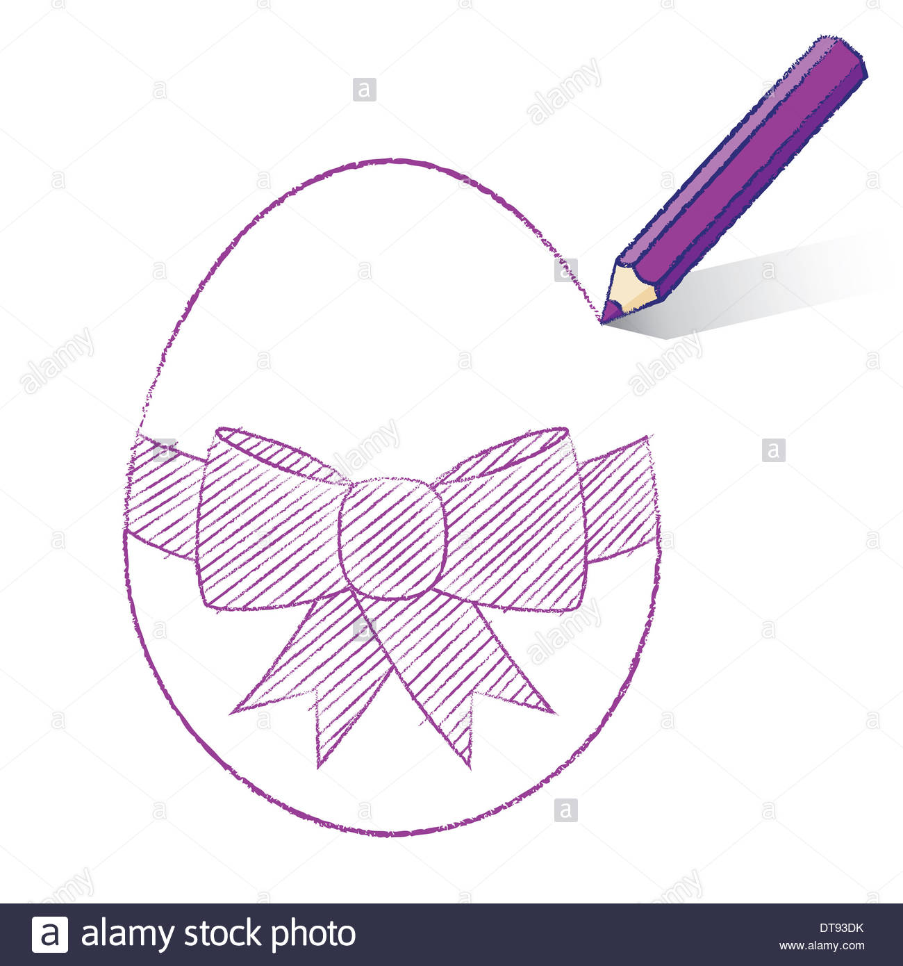 1300x1390 Purple Pencil With Shadow Drawing Easter Egg Plus Bow On White