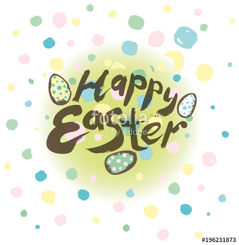 487x500 Happy Easter. Typography Lettering Design. Easter Eggs