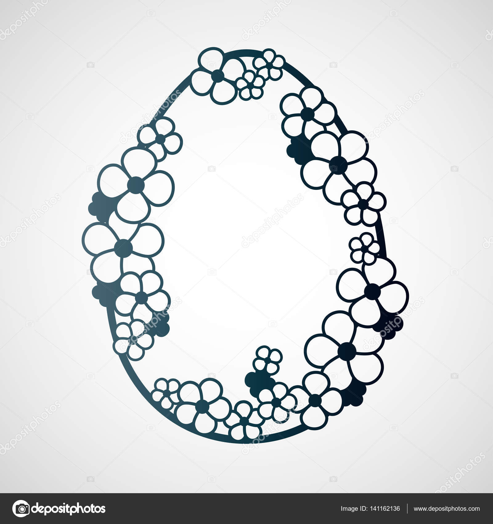 1600x1700 Openwork Easter Egg With Flowers. Laser Cutting Template. Stock